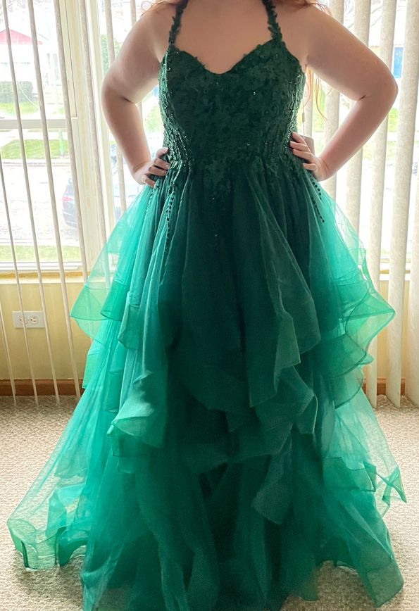Style S7735P Stacees Plus Size 18 Prom Green A-line Dress on Queenly