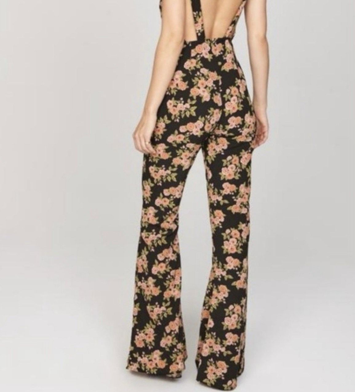 Amuse Society Size S Plunge Floral Black Formal Jumpsuit on Queenly