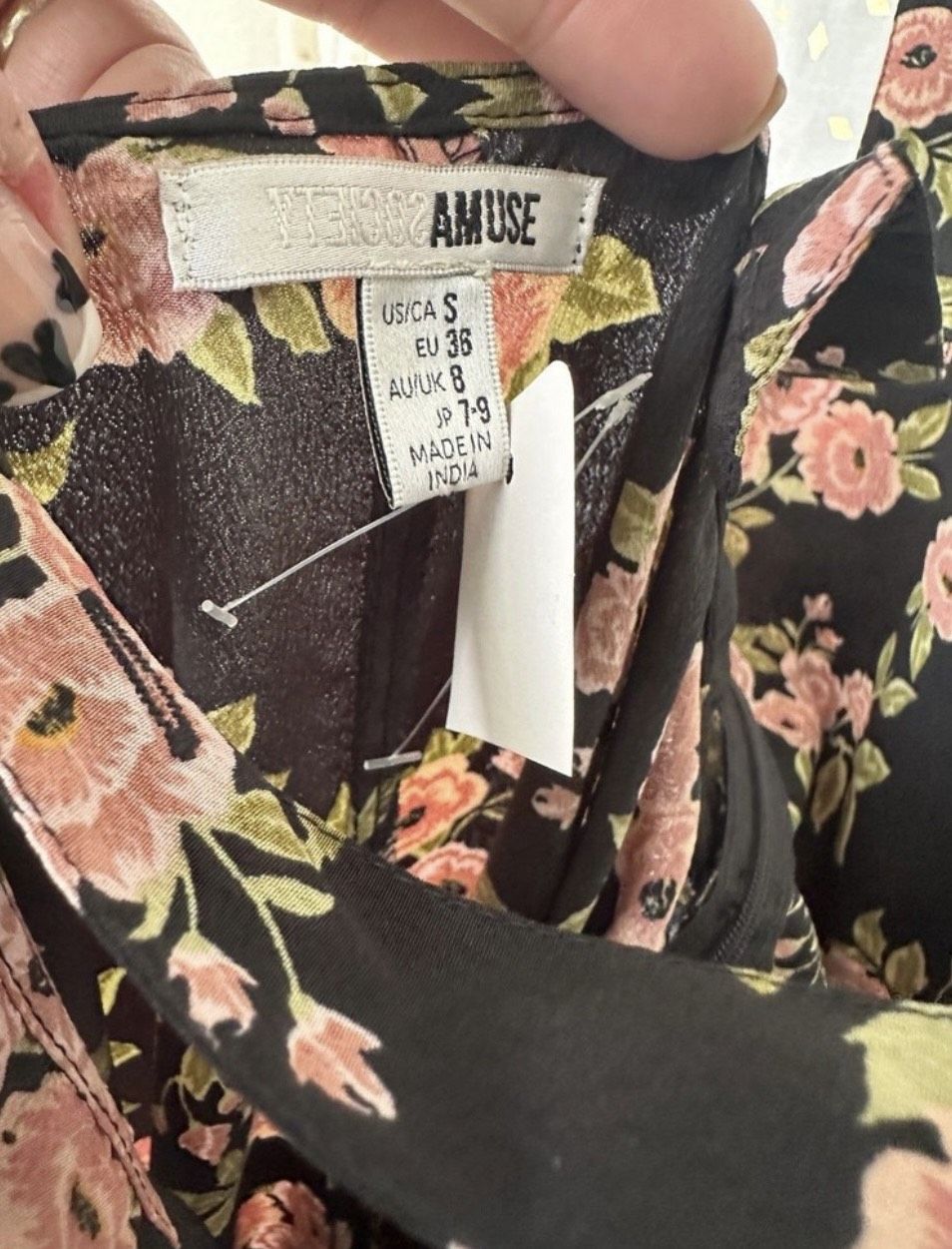 Amuse Society Size S Plunge Floral Black Formal Jumpsuit on Queenly