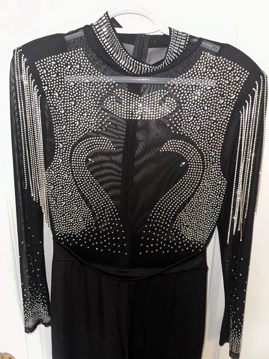 SHEIN Size M Homecoming Long Sleeve Sequined Black Formal Jumpsuit on Queenly