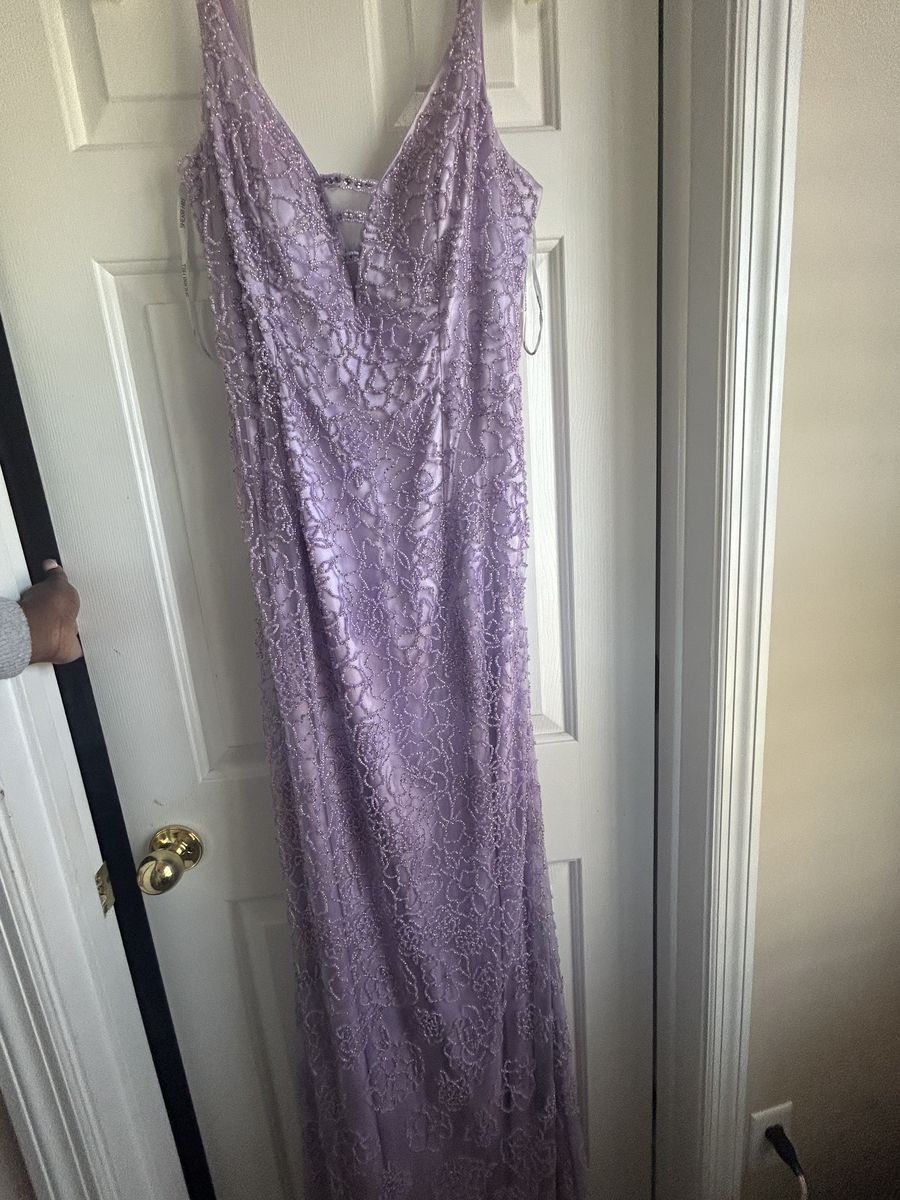 Sherri Hill Size 8 Prom Sequined Light Purple Dress With Train on Queenly