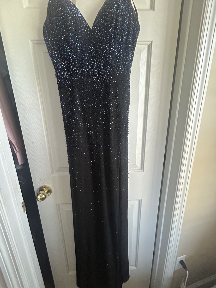 Colors Size 8 Prom Strapless Sequined Black Side Slit Dress on Queenly