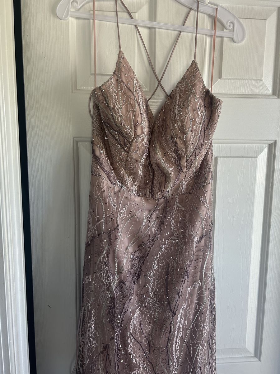 Nox Anabel Size 10 Prom Sheer Rose Gold Mermaid Dress on Queenly