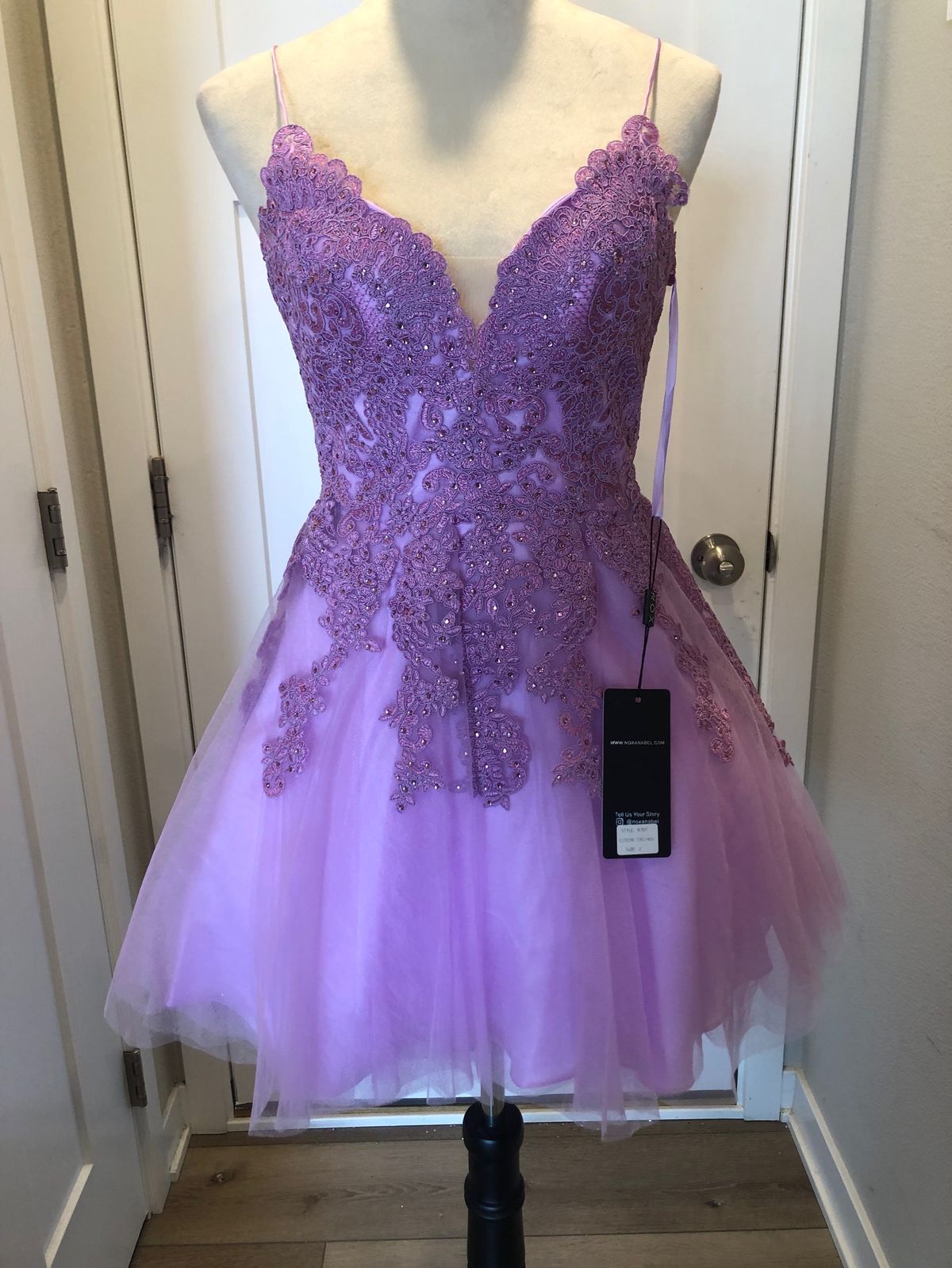 Nox Anabel Size 2 Prom Plunge Lace Light Purple Cocktail Dress on Queenly
