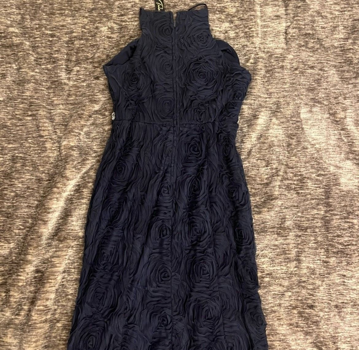 Trixxi Size 10 Bridesmaid High Neck Navy Blue A-line Dress on Queenly