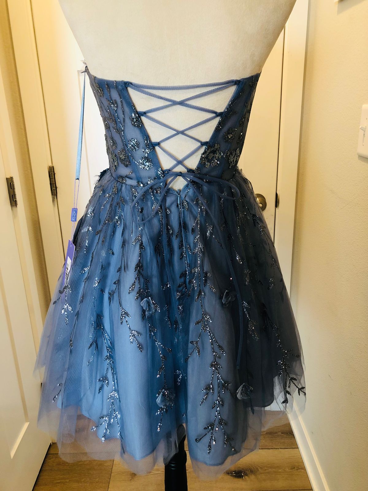 Cinderella Divine Size S Prom Plunge Blue Cocktail Dress on Queenly