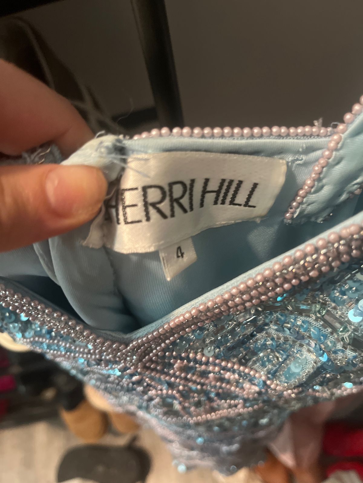 Sherri Hill Size 4 Homecoming Sequined Light Blue Cocktail Dress on Queenly