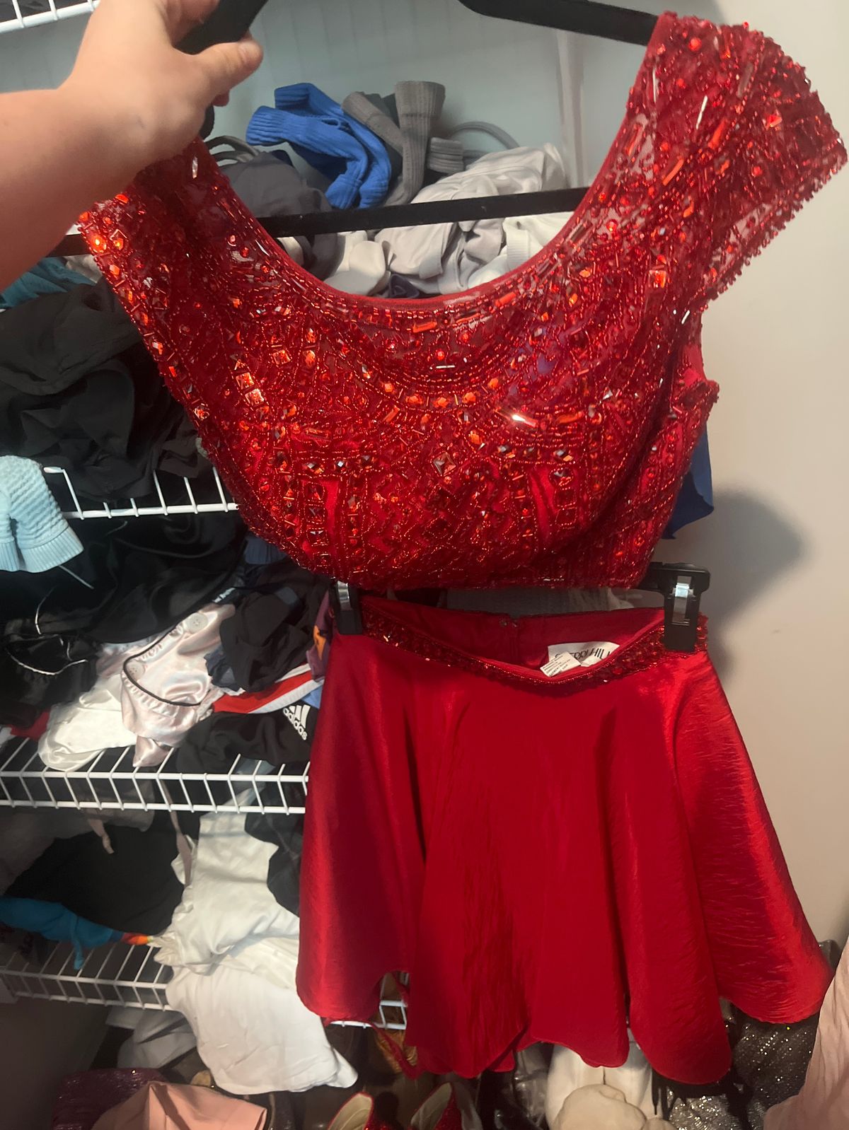 Sherri Hill Size 0 Homecoming Cap Sleeve Sequined Red Cocktail Dress on Queenly