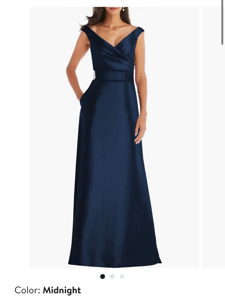 Alfred Sung Size 8 Prom Off The Shoulder Navy Blue A-line Dress on Queenly