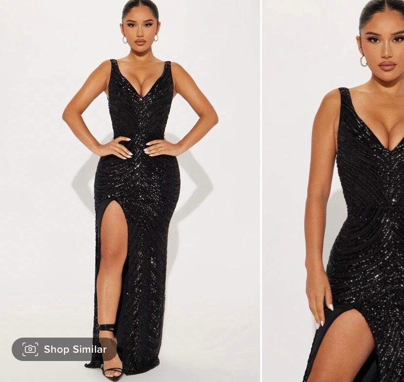 Fashion Nova Size S Pageant Plunge Black Mermaid Dress on Queenly