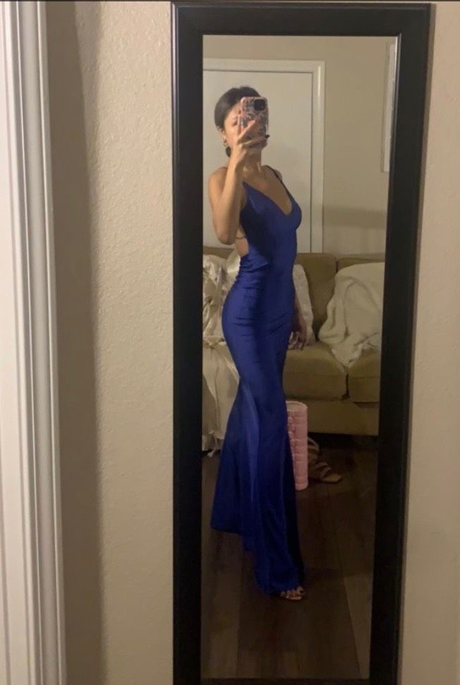 Fashion Nova Size S Pageant Plunge Royal Blue Mermaid Dress on Queenly