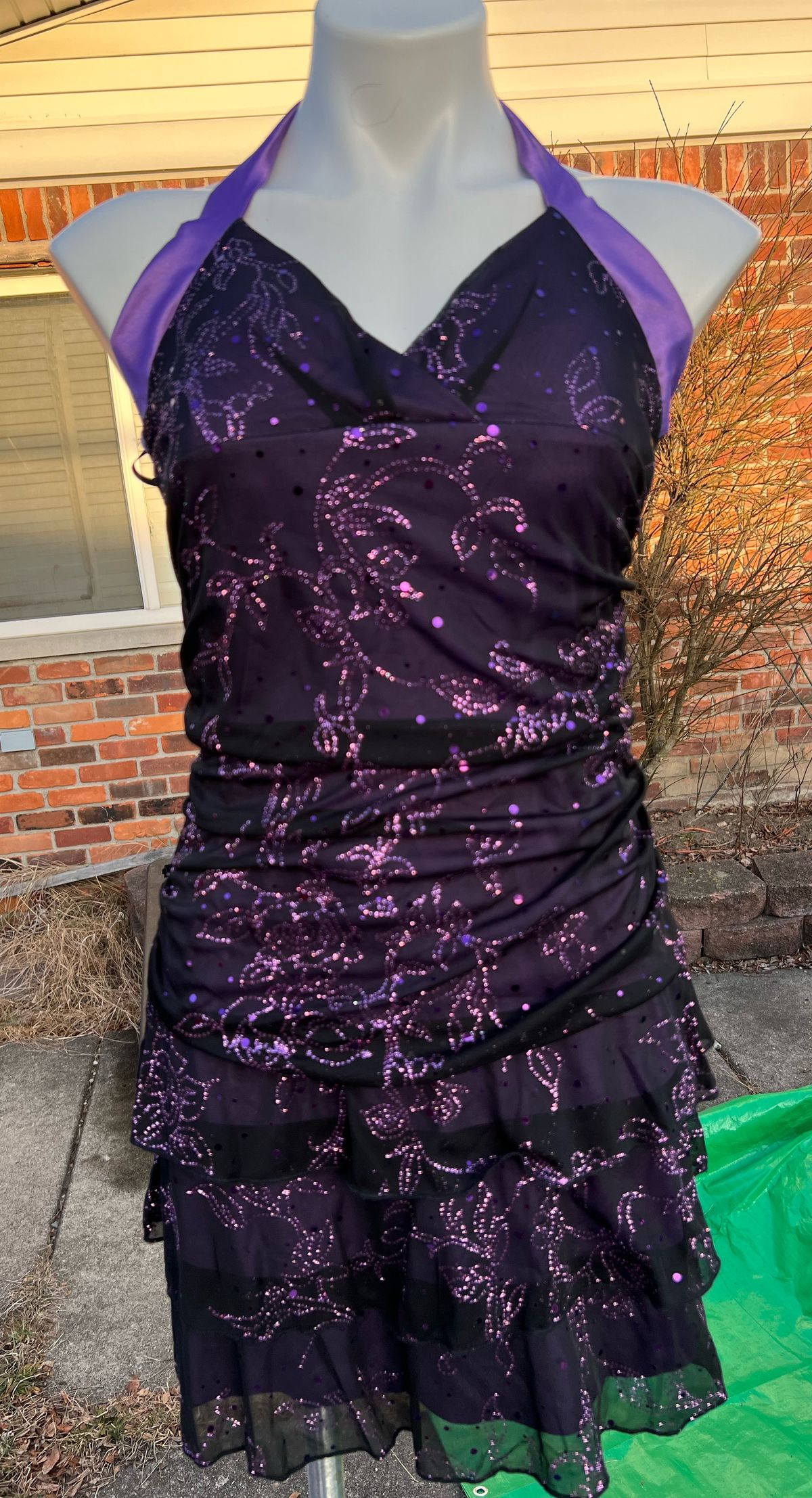 Taboo Size XL Halter Purple Cocktail Dress on Queenly