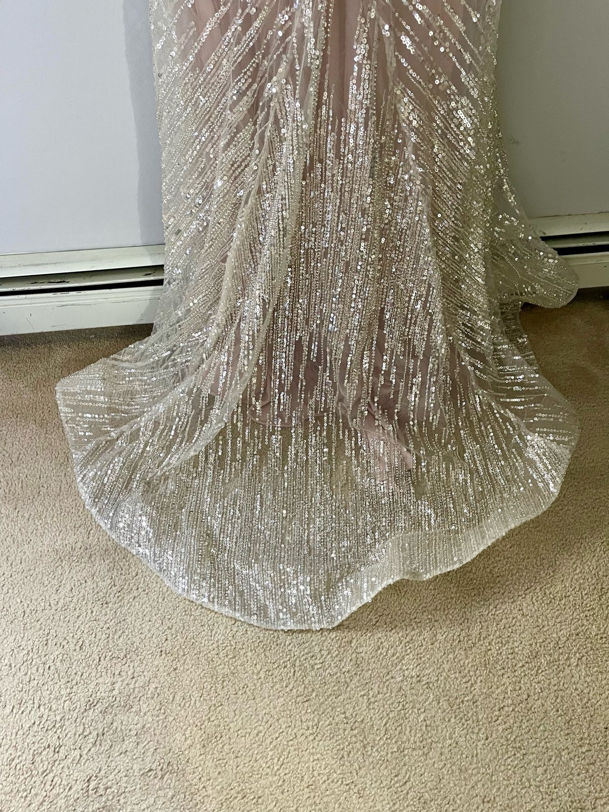 Style Custom-made 60190 pink undertones Nora’s Bridal NY Size 12 Prom Plunge Nude Mermaid Dress on Queenly