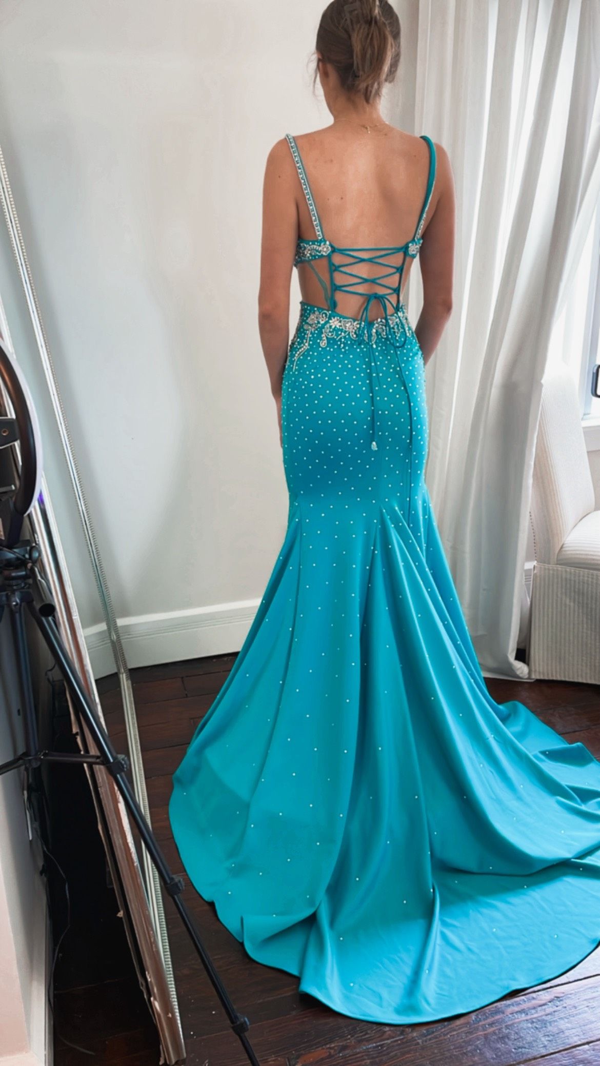 Style 2846 Johnathan Kayne Size 2 Prom Plunge Blue Floor Length Maxi on Queenly