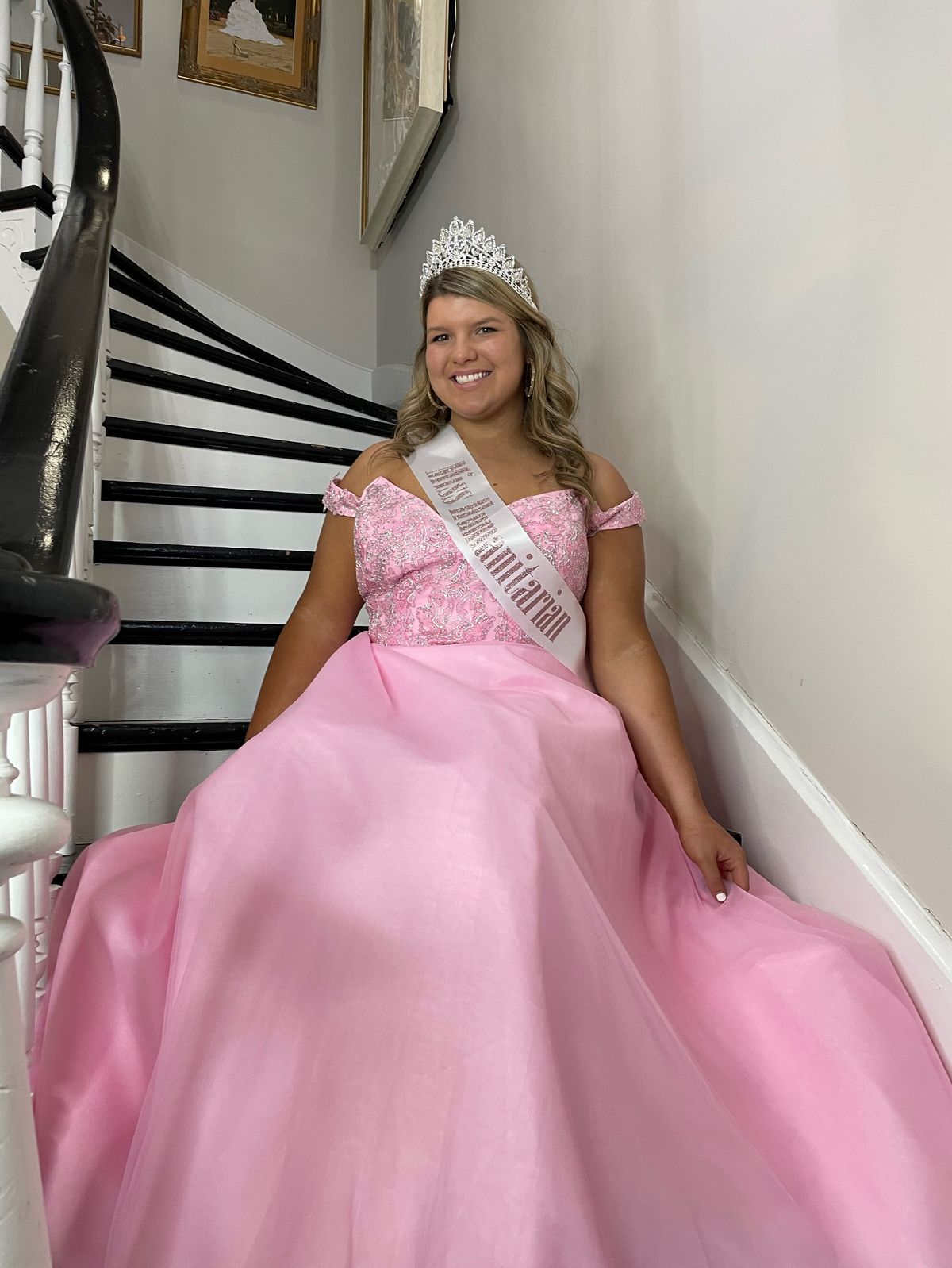 Style TE2317 Sydney's Closet Plus Size 24 Prom Off The Shoulder Pink Ball Gown on Queenly