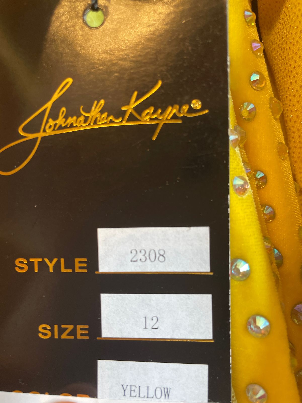 Style 2308 Johnathan Kayne Size 12 Prom Plunge Yellow A-line Dress on Queenly