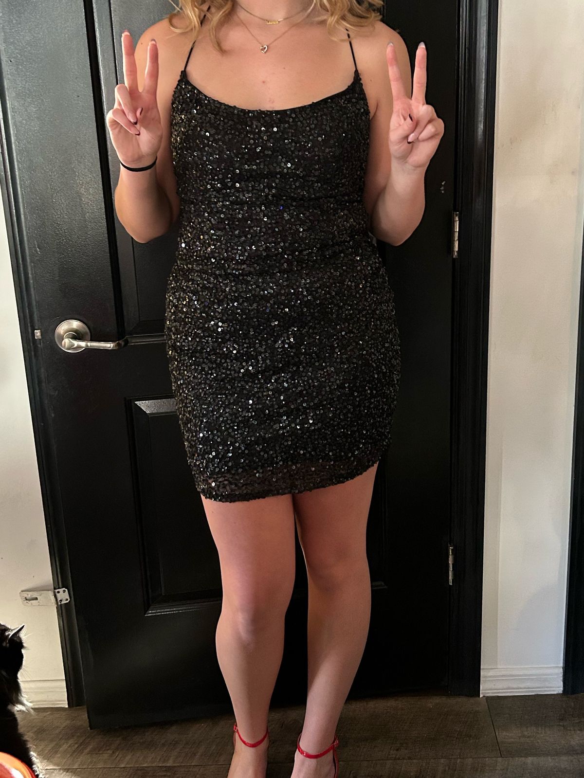 Primavera Size 12 Prom Plunge Black Cocktail Dress on Queenly