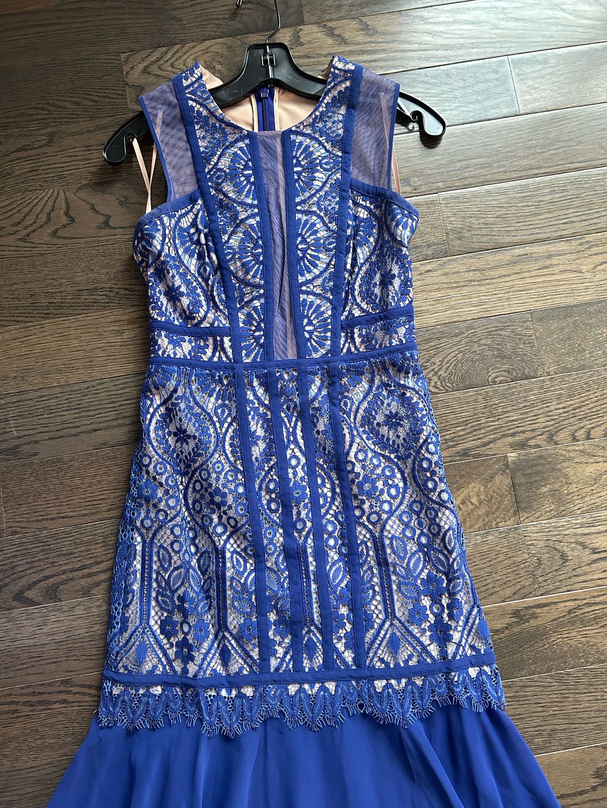 BCBG Size 0 High Neck Blue Floor Length Maxi on Queenly
