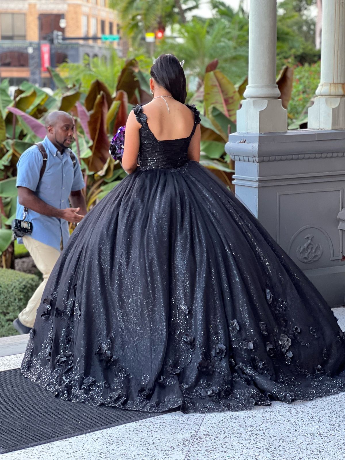 Size 8 Plunge Black Ball Gown on Queenly
