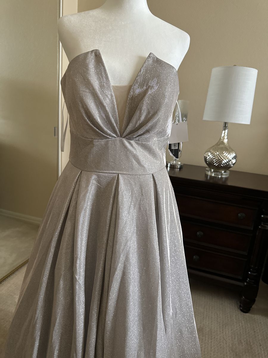 Betsy and Adam Size 8 Strapless Nude Ball Gown on Queenly