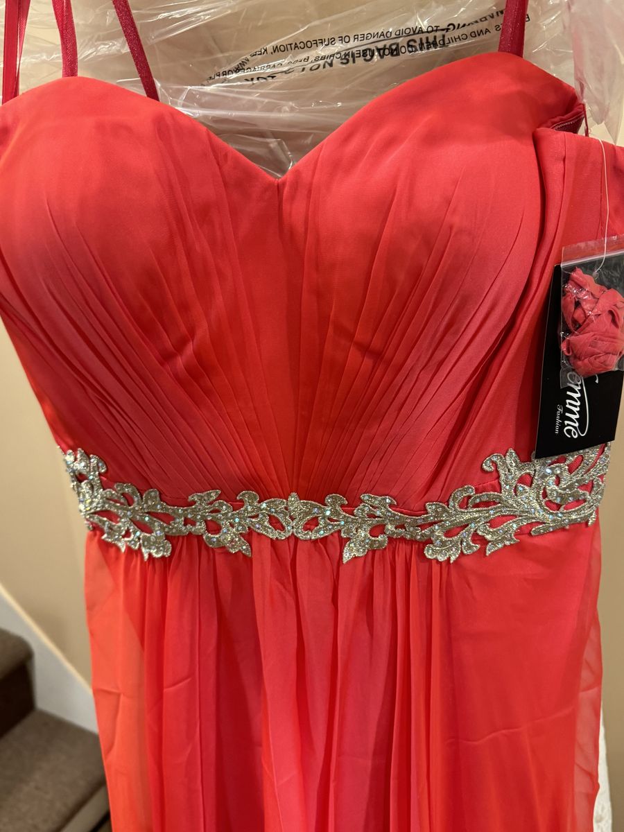 La Femme Size 10 Prom Strapless Red Floor Length Maxi on Queenly