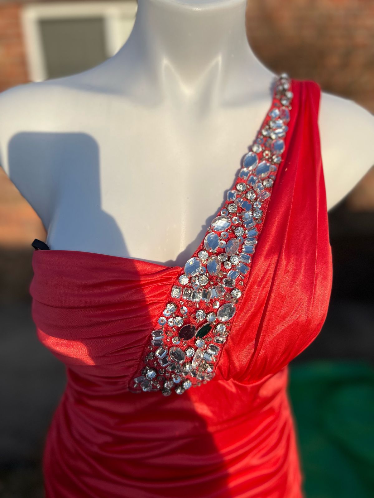 Size L Prom One Shoulder Coral Side Slit Dress on Queenly