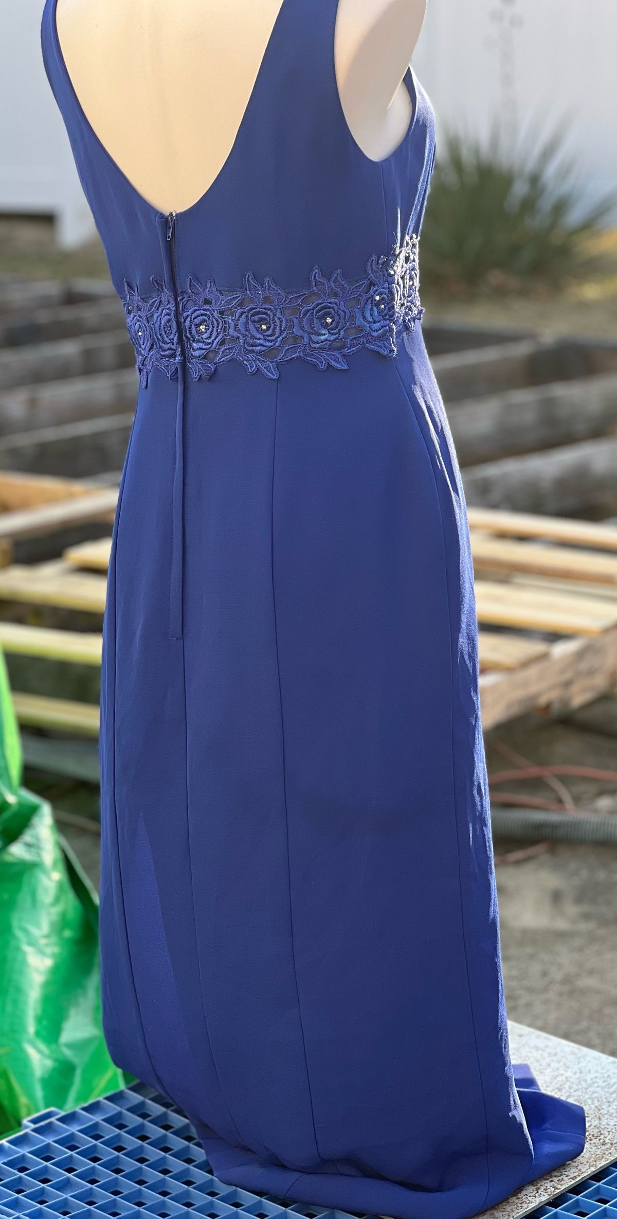 Size 14 Prom Plunge Blue Side Slit Dress on Queenly