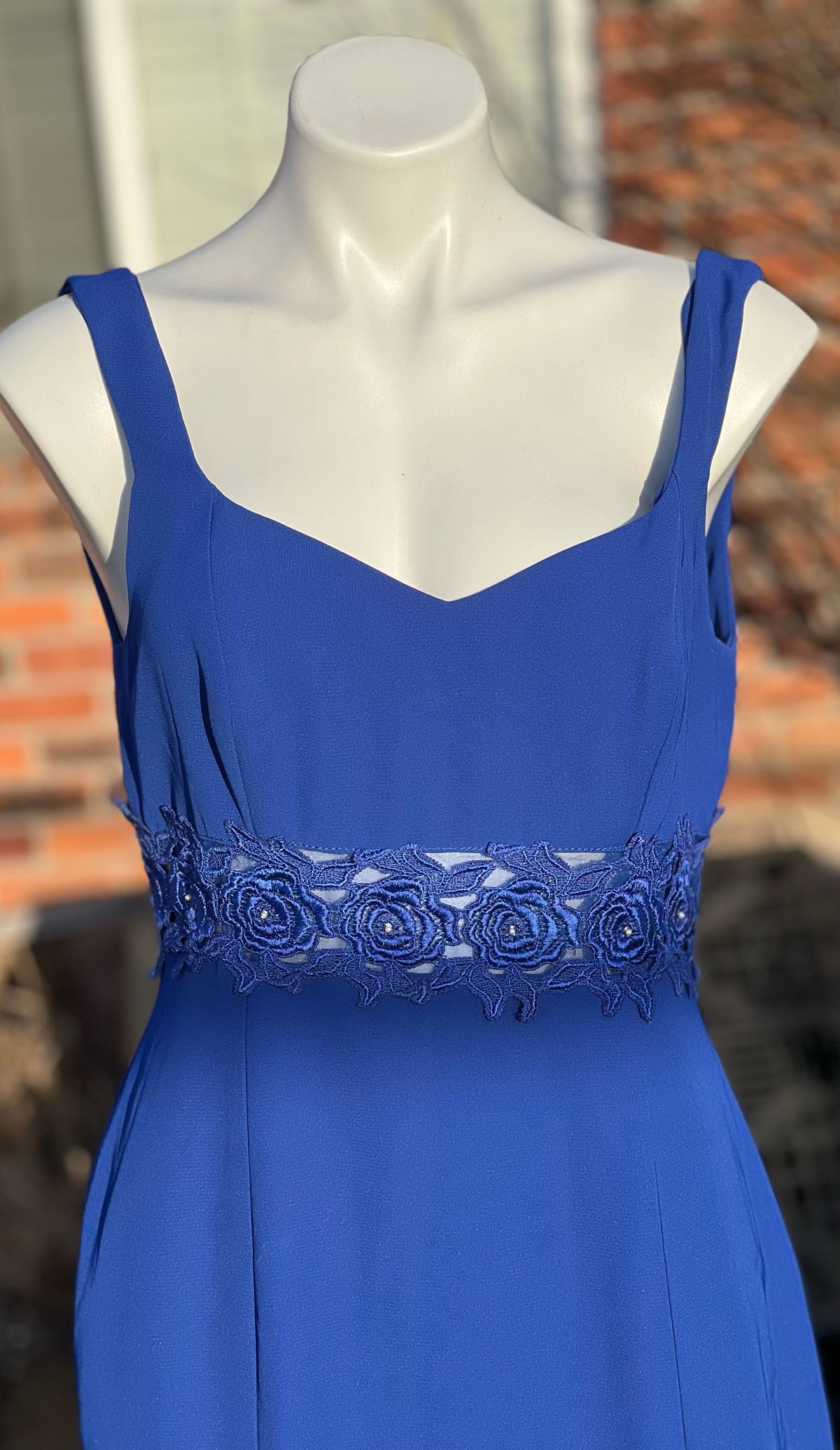 Size 14 Prom Plunge Blue Side Slit Dress on Queenly