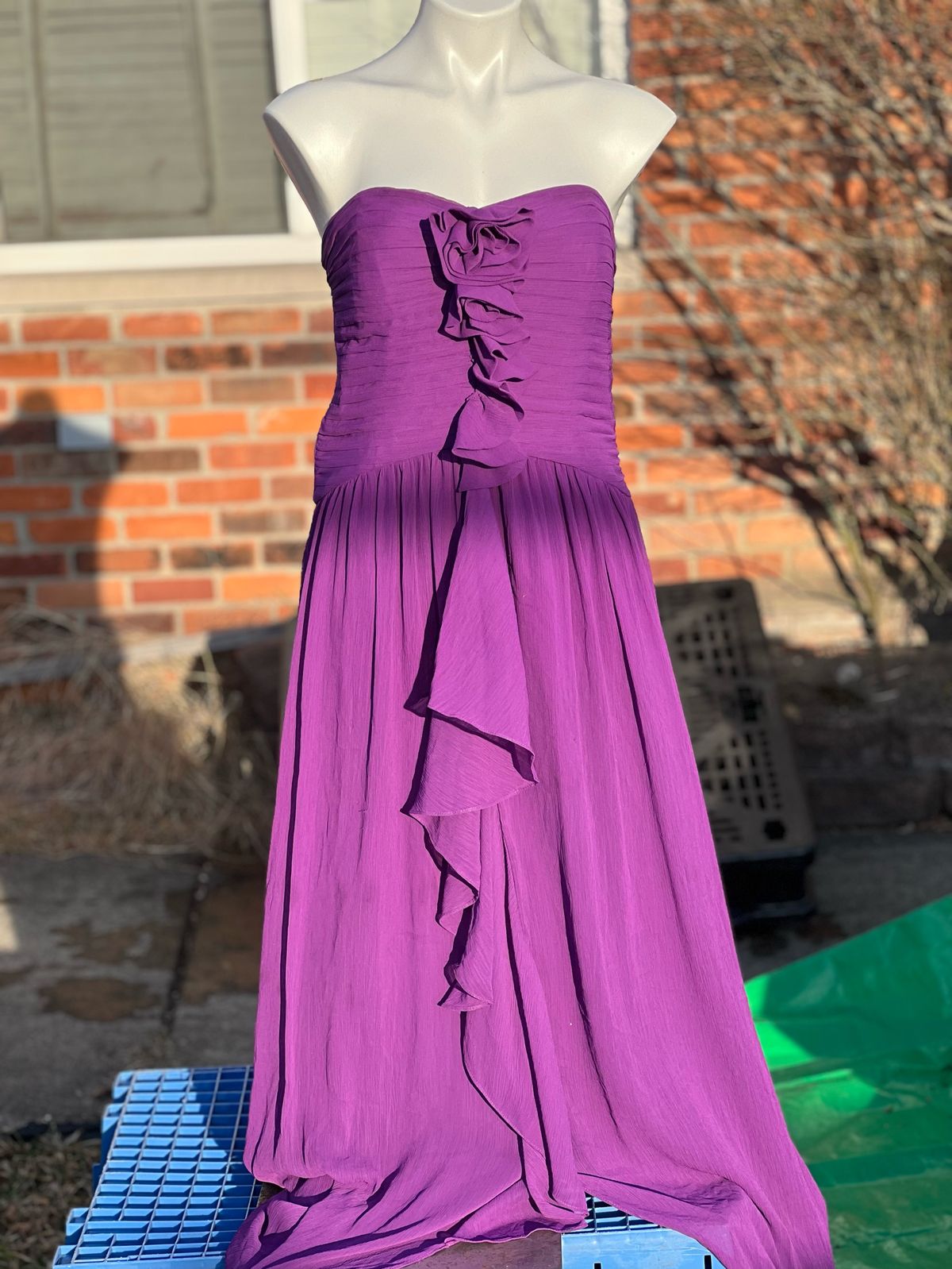 Size 14 Bridesmaid Strapless Purple Floor Length Maxi on Queenly
