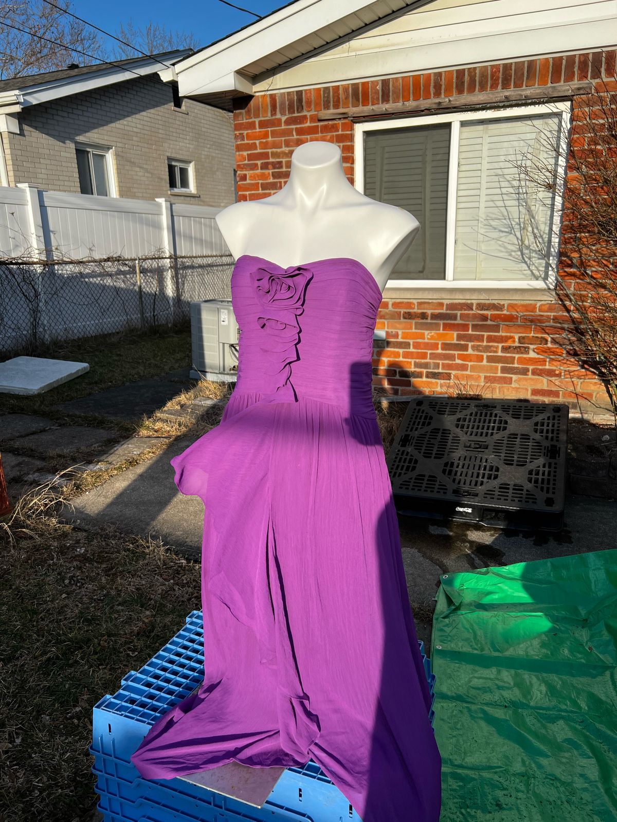 Size 14 Bridesmaid Strapless Purple Floor Length Maxi on Queenly