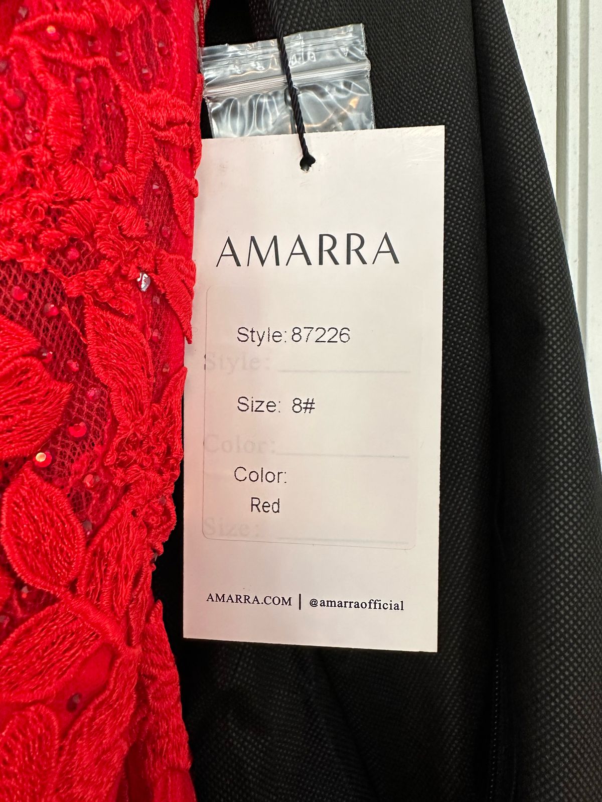 Amarra Size 8 Prom Plunge Red Mermaid Dress on Queenly