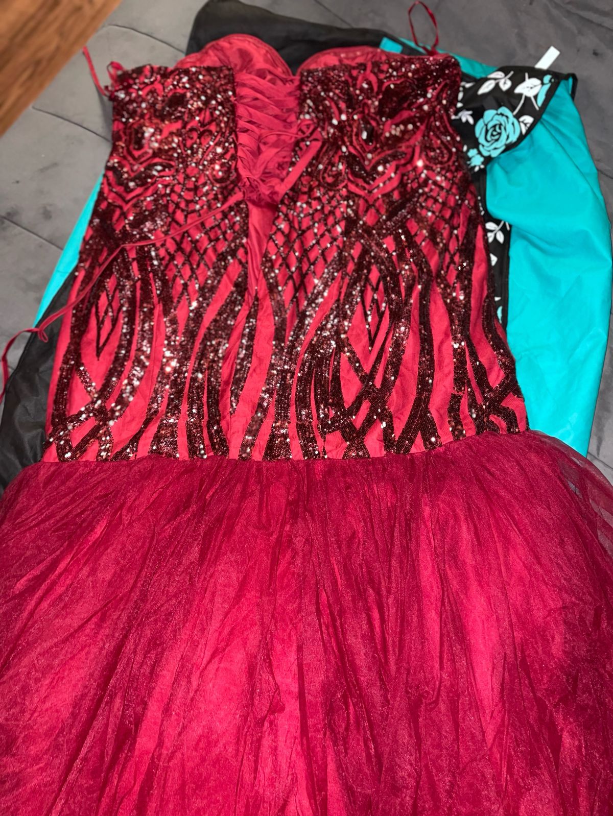 Plus Size 24 Prom Strapless Red Ball Gown on Queenly