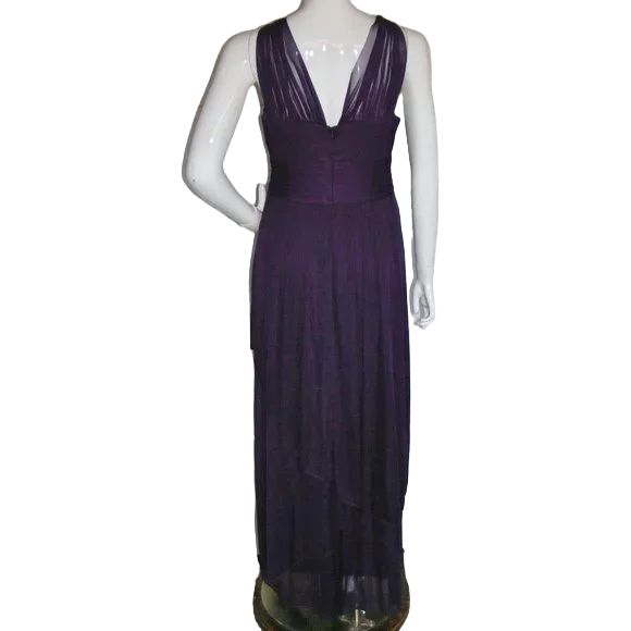 Style F24914 David's Bridal Size 14 High Neck Sheer Purple Floor Length Maxi on Queenly
