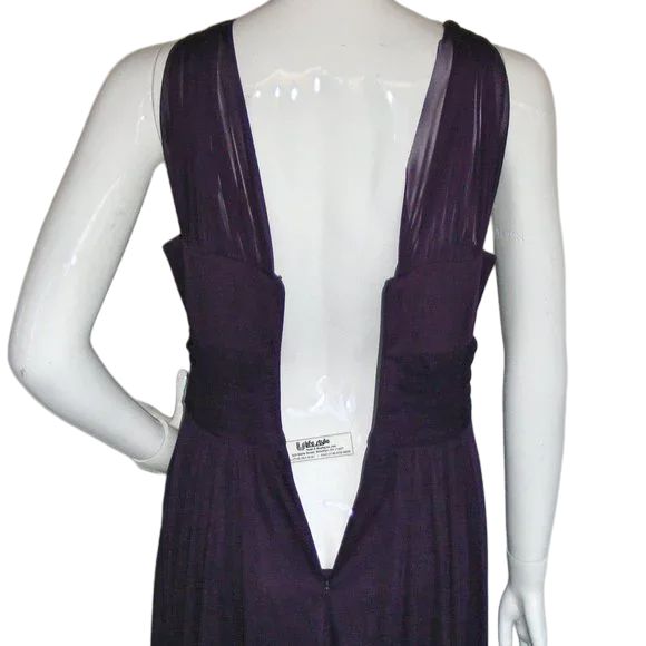 Style F24914 David's Bridal Size 14 High Neck Sheer Purple Floor Length Maxi on Queenly