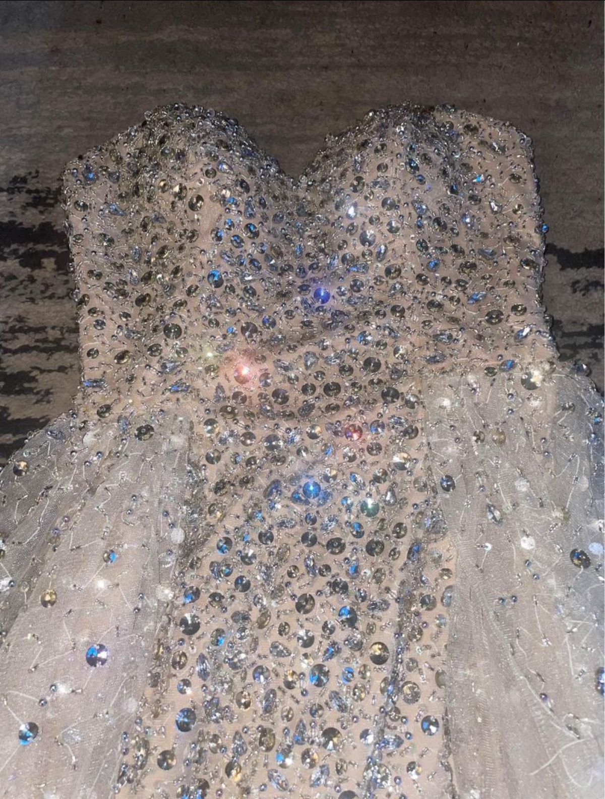 Size S Prom Strapless Sequined Nude Mermaid Dress on Queenly