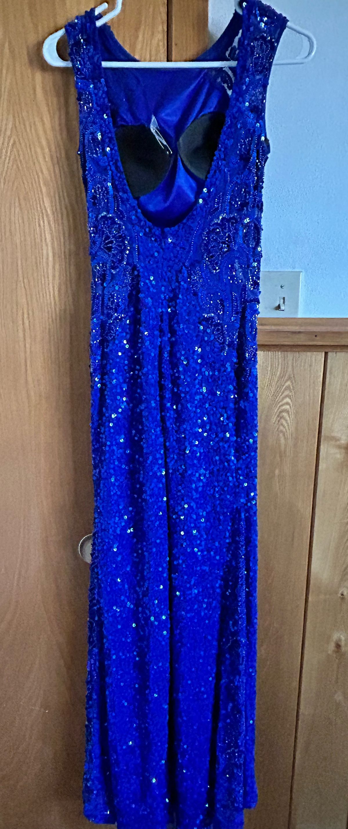 Scala Size 4 Prom Sheer Blue Floor Length Maxi on Queenly