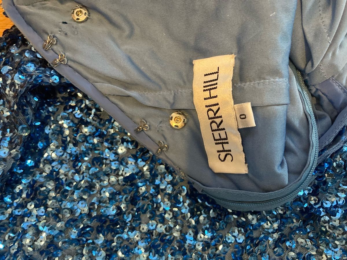 Sherri Hill Size 0 Prom One Shoulder Blue Side Slit Dress on Queenly