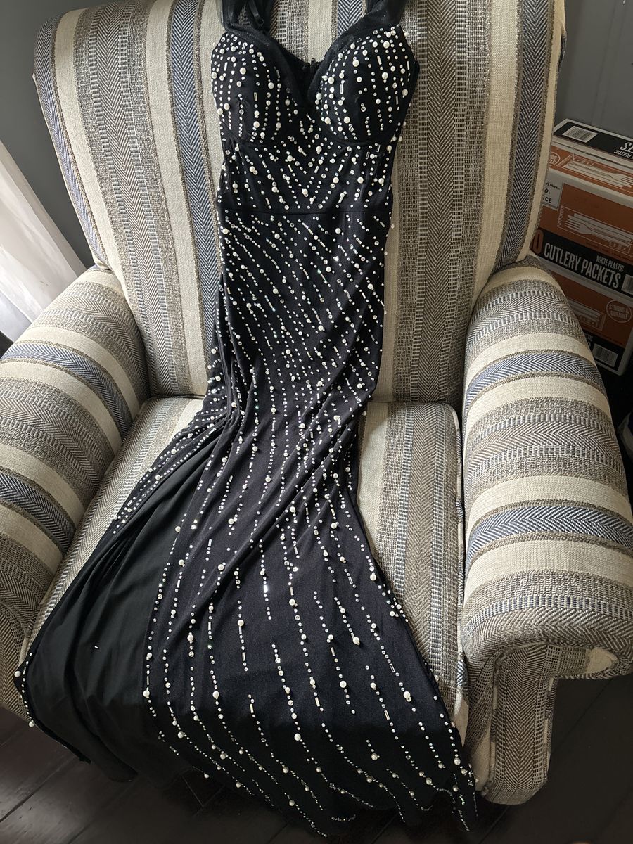 Windsor Size L Plunge Black Side Slit Dress on Queenly