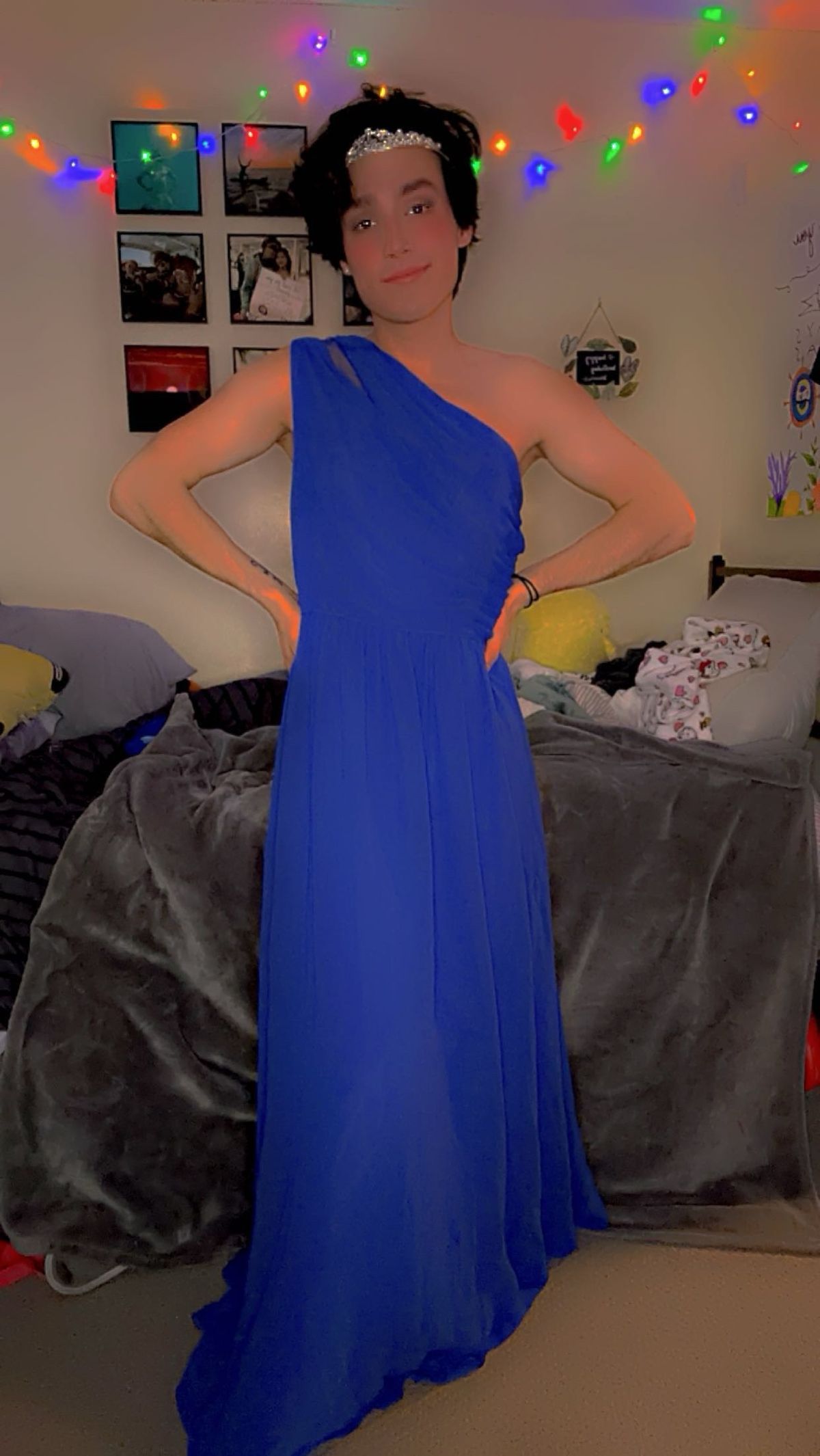 Alfred Angelo Size 12 Prom One Shoulder Blue A-line Dress on Queenly