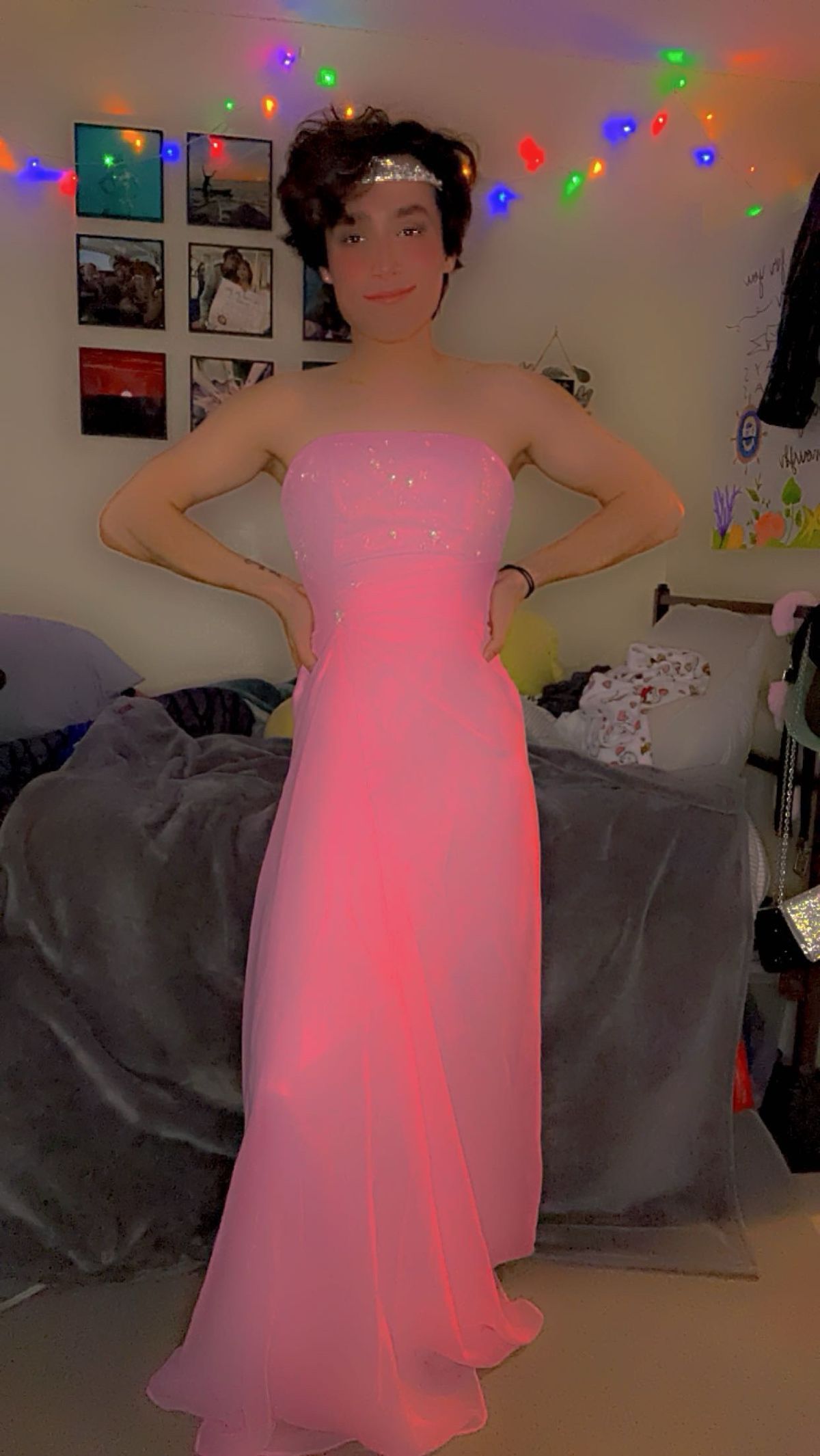 Da Vinci Size 6 Prom Strapless Pink A-line Dress on Queenly
