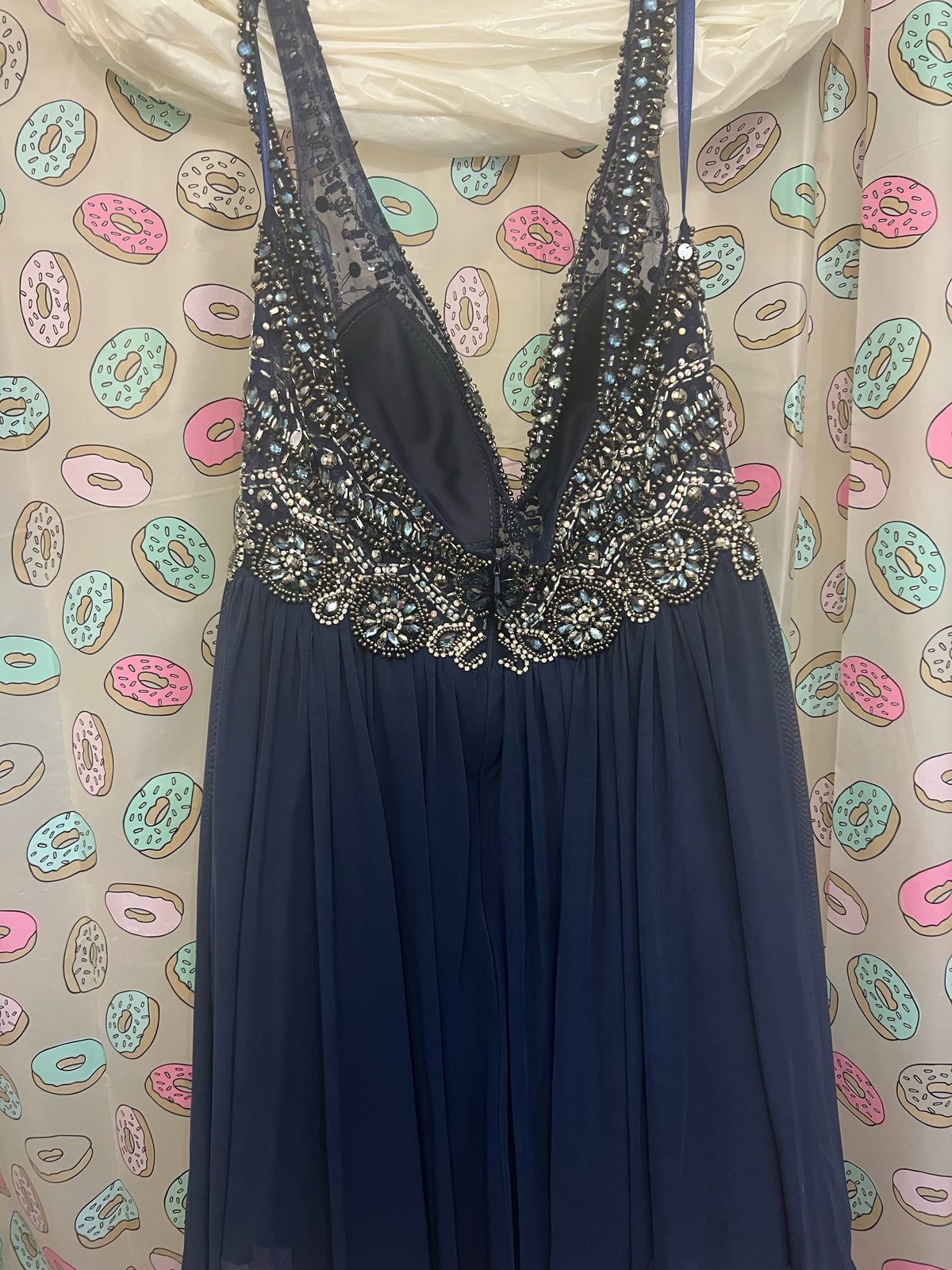Joxene  Plus Size 24 Prom Sequined Blue Cocktail Dress on Queenly