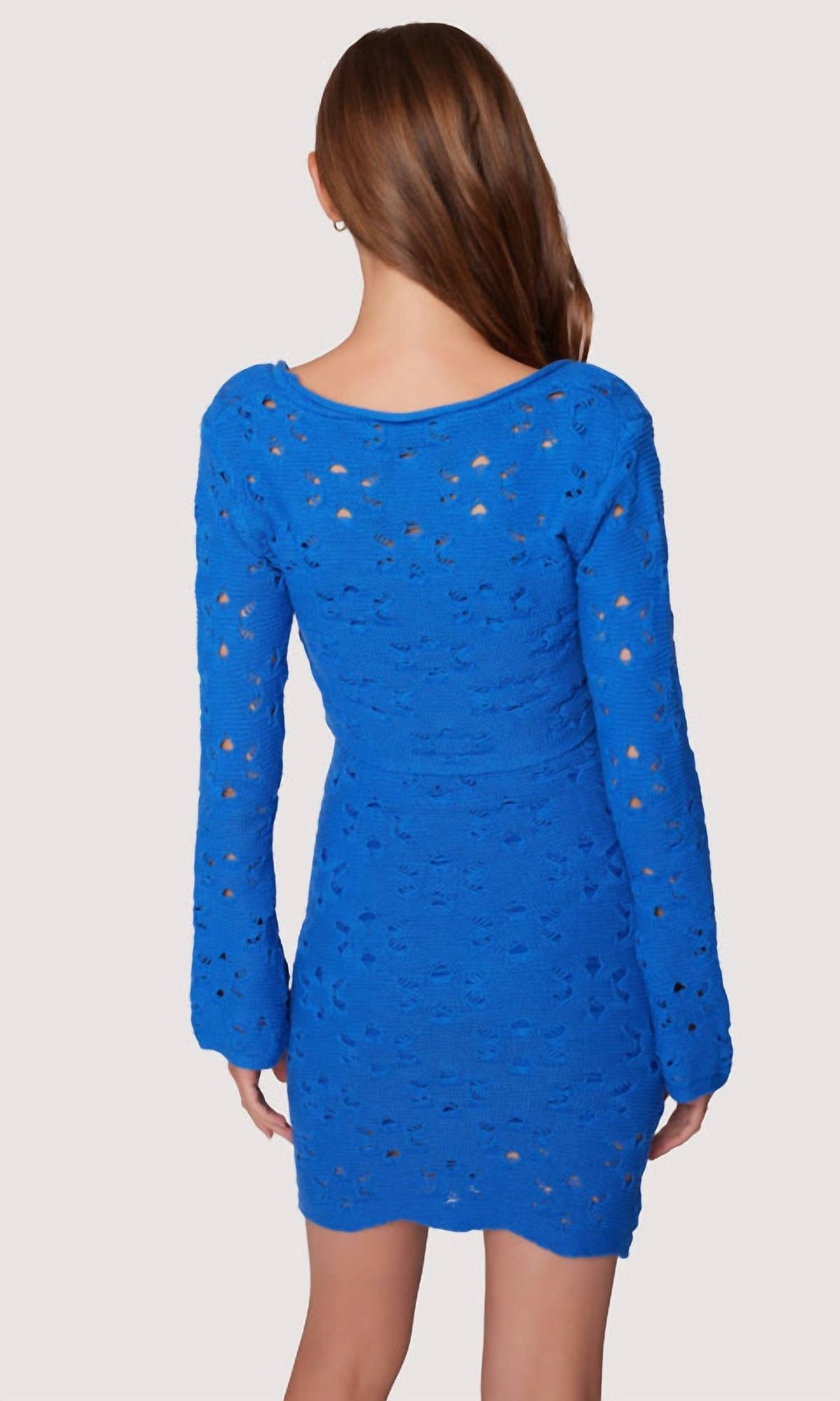 Style 1-1136667415-3466 LOST + WANDER Size S Long Sleeve Blue Cocktail Dress on Queenly