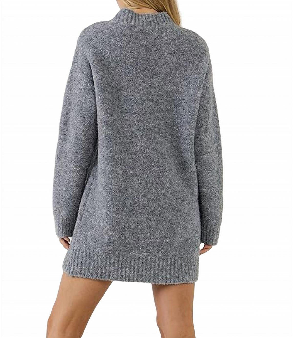 Style 1-1289839742-2696 English Factory Size L Long Sleeve Gray Cocktail Dress on Queenly