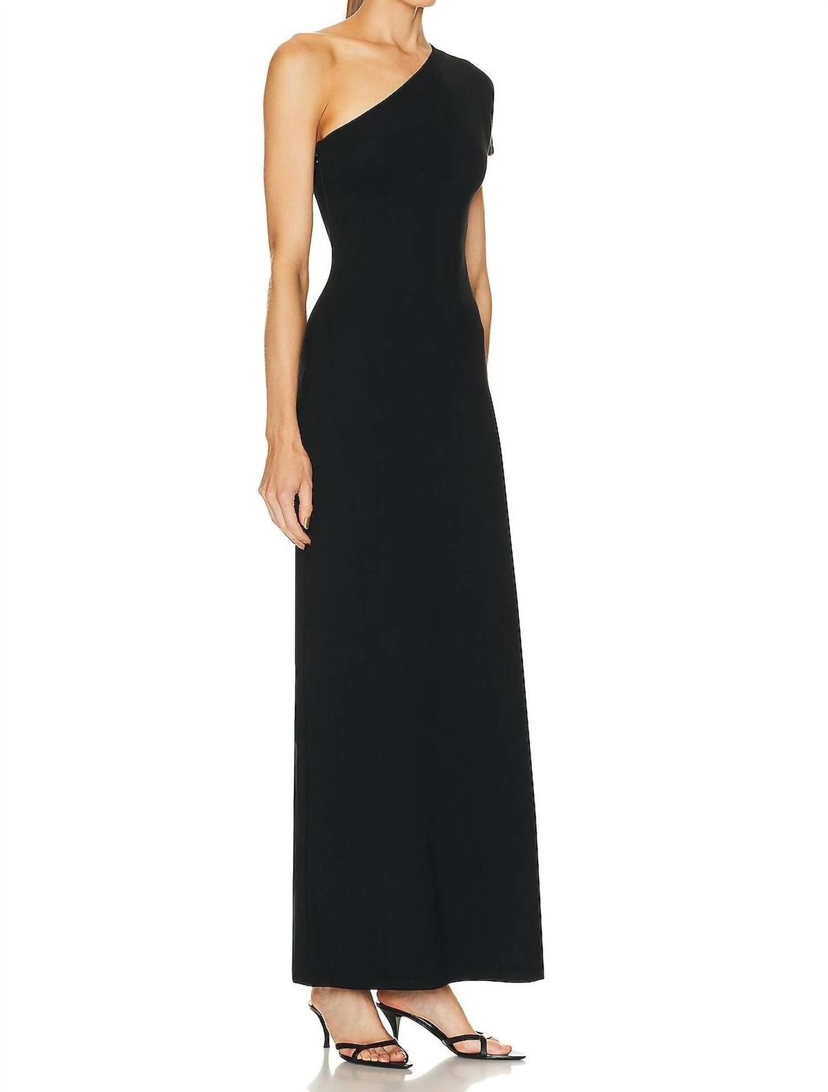 Style 1-1481620915-3855 STAUD Size XS One Shoulder Black Side Slit Dress on Queenly