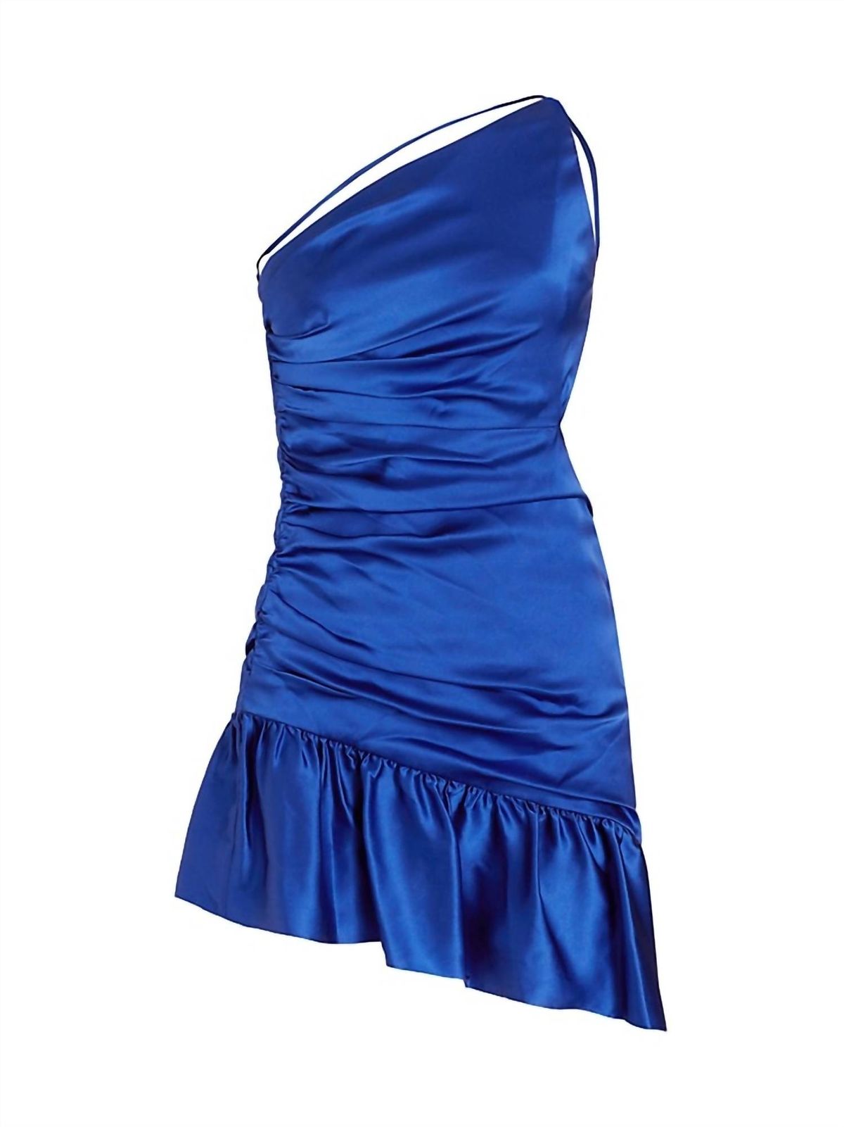 Style 1-1810631637-3855 Amanda Uprichard Size XS One Shoulder Satin Blue Cocktail Dress on Queenly