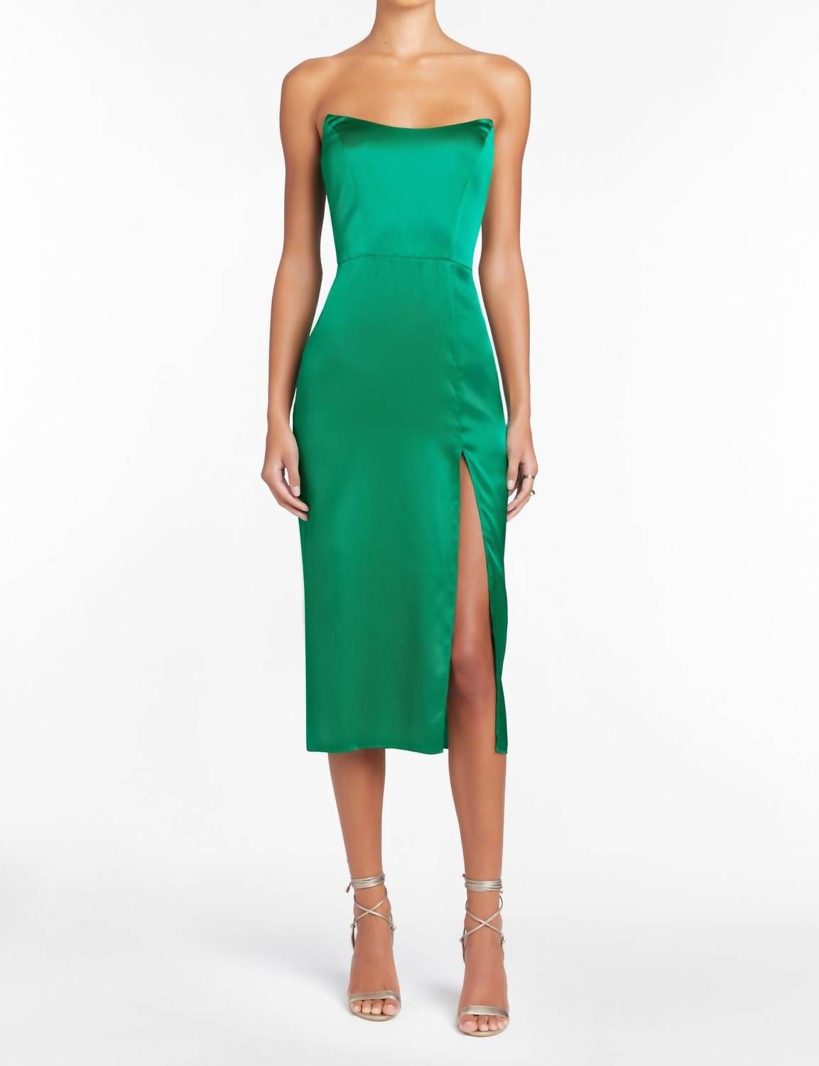 Style 1-200733935-3236 Amanda Uprichard Size S Strapless Satin Green Cocktail Dress on Queenly