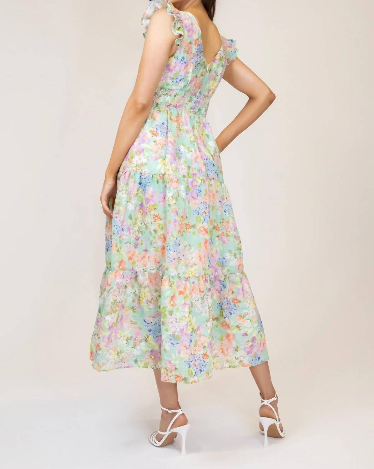 Style 1-2372301792-2696 LAVENDER BROWN Size L Floral Green Floor Length Maxi on Queenly