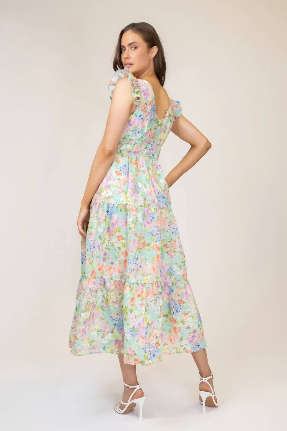 Style 1-2372301792-2696 LAVENDER BROWN Size L Floral Green Floor Length Maxi on Queenly