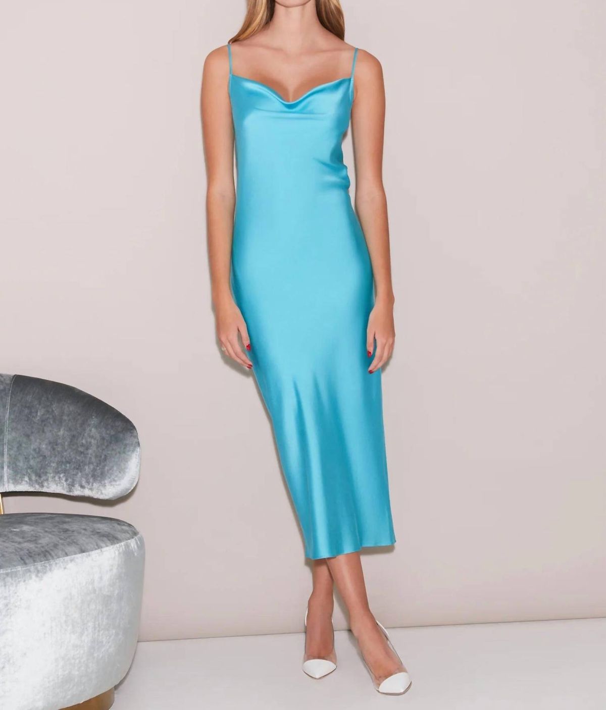 Style 1-2425539105-3236 Fleur Du Mal Size S Satin Blue Cocktail Dress on Queenly
