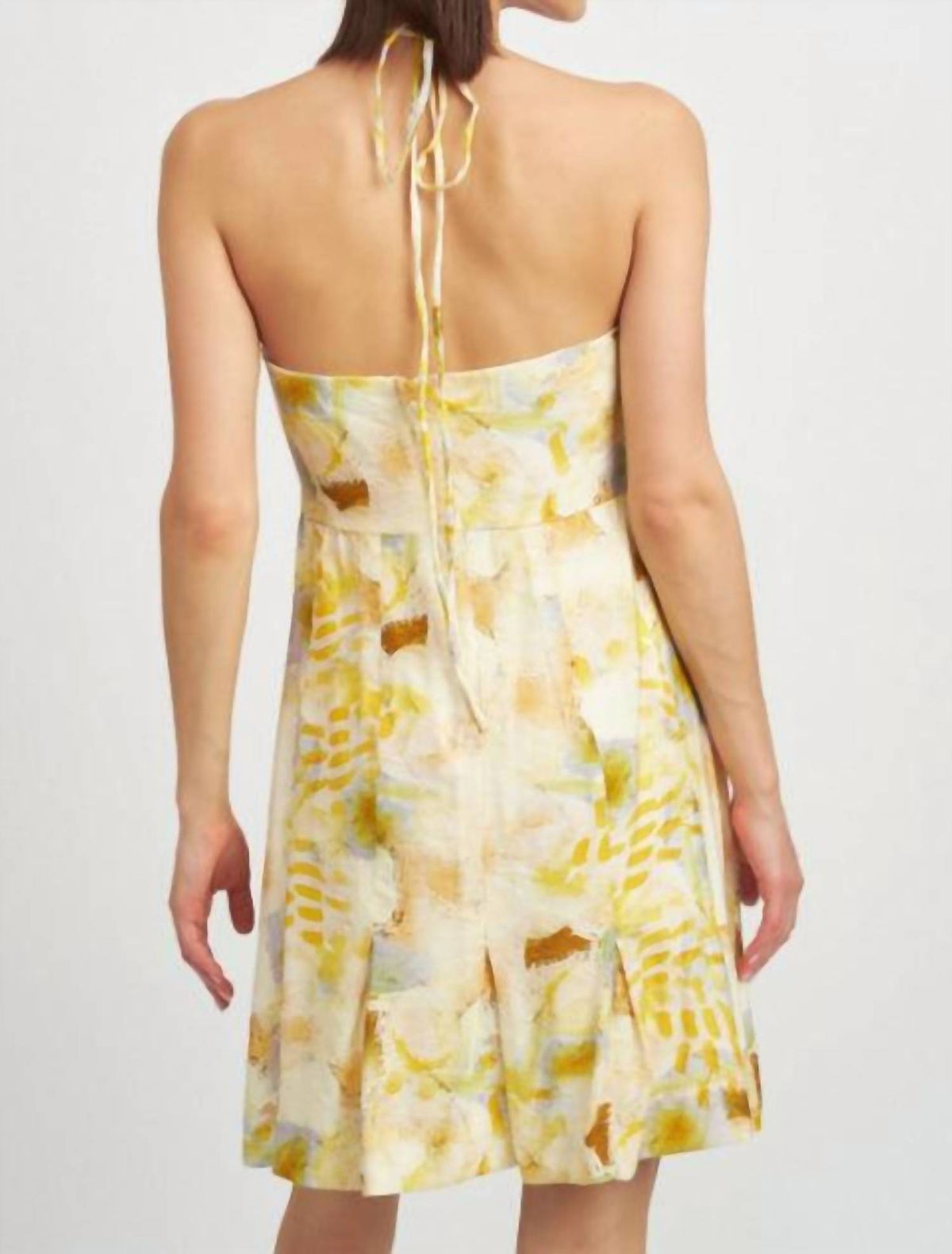 Style 1-250941117-2696 En Saison Size L Halter Yellow Cocktail Dress on Queenly
